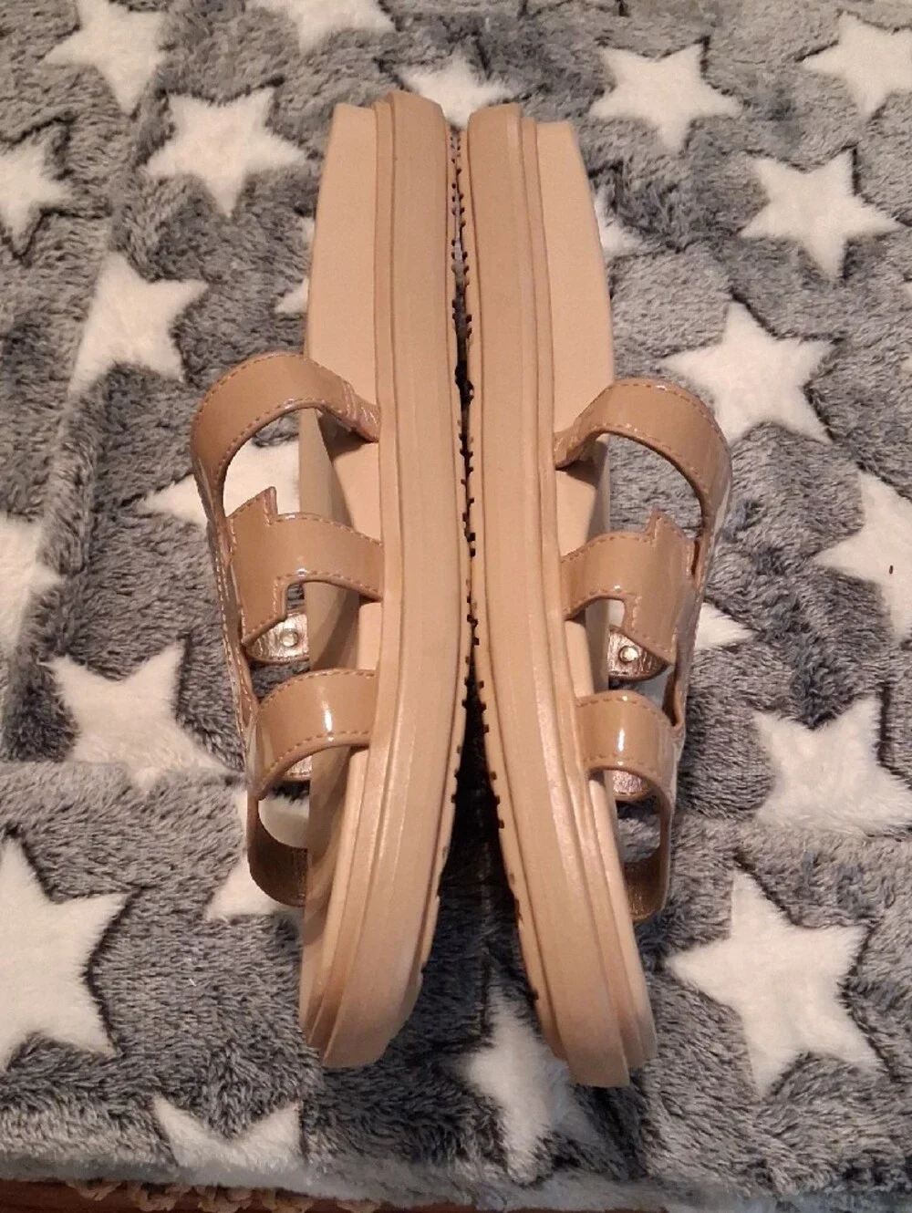 Sam Edelson Patent Leather Nude Slide Sandals - Women Size 11